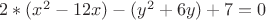 $2*(x^2-12x)-(y^2+6y)+7=0$