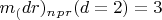 $ m_(dr)_n _p_r (d=2) =3 $
