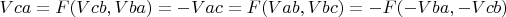 $Vca = F(Vcb, Vba) = - Vac = F(Vab,Vbc) = - F(-Vba,-Vcb) $