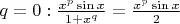 $q = 0: \frac{x^p \sin x}{1+x^q} = \frac{x^p \sin x}{2}$