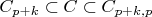 $C_{p + k} \subset C \subset C_{p + k, p}$