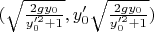 $(\sqrt\frac{2gy_0}{y_0'^2+1},y_0'\sqrt\frac{2gy_0}{y_0'^2+1})$