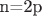 n=2p