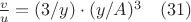 $\frac{v}{u}=(3/y) \cdot (y/A)^3 \quad (31)$