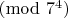 $\pmod{7^4}$