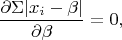 $$\frac{\partial \Sigma|x_i-\beta|}{\partial \beta}=0,$$