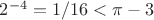 $2^{-4} = 1/16 < \pi - 3$