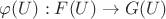$\varphi(U): F(U)\rightarrow G(U)$