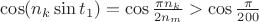 $\cos(n_k\sin t_1)=\cos\frac{\pi n_k}{2n_m}>\cos\frac{\pi}{200}$ $\cos(n_k\sin t_1)=\cos\frac{\pi n_k}{2n_m}>\cos\frac{\pi}{200}$