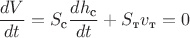 $\dfrac{dV}{dt}=S_{\text{с}}\dfrac{dh_{\text{с}}}{dt}+S_{\text{т}}v_{\text{т}}=0$