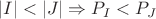 $|I|<|J|\Rightarrow P_I<P_J$ $|I|<|J|\Rightarrow P_I<P_J$