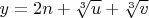 $y=2n+ \sqrt[3]{u}+ \sqrt[3]{v}$