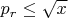 $p_r \leq \sqrt{x}$