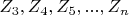 $ Z_3,   Z_4,    Z_5,...,     Z_n $