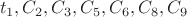 \[t_1, C_2 ,C_3 ,C_5 ,C_6 ,C_8 ,C_9 \]