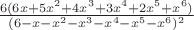 $\frac{6(6x+5x^2+4x^3+3x^4+2x^5+x^6)}{(6-x-x^2-x^3-x^4-x^5-x^6)^2}$