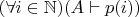 $(\forall i \in \mathbb{N}) (A \vdash p(i))$