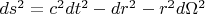 $ds^2=c^2dt^2-dr^2-r^2d\Omega^2 $
