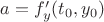 $a=f'_y(t_0,y_0)$ $a=f'_y(t_0,y_0)$