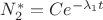 $N_{2}^{*}=Ce^{-\lambda_{1}t}$