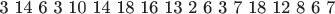 3 14 6 3 10 14 18 16 13 2 6 3 7 18 12 8 6 7