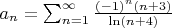 $ a_{n} = \sum^{\infty}_{n=1} {\frac{(-1)^n (n+3)}{\ln(n+4)}}$