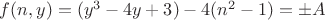$f(n,y)=(y^3-4y+3)-4(n^2-1)=\pm A$