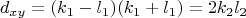$$d_{xy}=(k_1-l_1)(k_1+l_1)=2k_2l_2$$