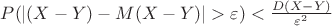 $P(|(X-Y)-M(X-Y)|>\varepsilon)<\frac{D(X-Y)}{\varepsilon^2}$
