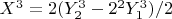 $X^3=2(Y_2^3-2^2Y_1^3)/2$