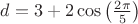 $d=3+2\cos \left(\frac{2\pi }{5} \right)$