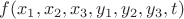 $f(x_1,x_2,x_3,y_1,y_2,y_3,t)$