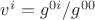 $v^i=g^{0i}/g^{00}$