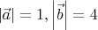 $\left| \vec a \right|=1, \left| \vec b \right|=4$