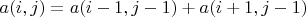 $a(i,j) = a(i-1,j-1) + a(i+1,j-1)$