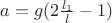 $ a = g(2\frac{l_1}{l} - 1) $