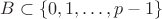 $B\subset \{0,1,\dots, p-1\}$