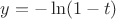 $y=-\ln (1-t)$