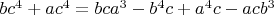 $bc^4+ac^4=bca^3-b^4c+a^4c-acb^3$