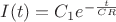$I(t)=C_1e^{-\frac{t}{CR}}$