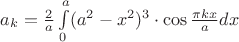 $a_k = \frac{2}{a} \int\limits_{0}^{a} (a^2-x^2)^3 \cdot \cos \frac{\pi k x}{a} dx$