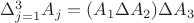 $\Delta \limits_{j=1}^3 A_j = (A_1 \Delta A_2) \Delta A_3$