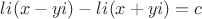 $li(x-yi)-li(x+yi)=c$