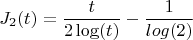$$J_2(t)=\frac {t} {2\log(t)}- \frac {1} {log(2)}$$