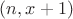 $(n,x+1)$