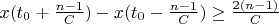 $x(t_0+\frac{n-1}{C})-x(t_0-\frac{n-1}{C})\geq \frac{2(n-1)}{C}$