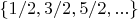 $\{1/2,3/2,5/2,...\}$
