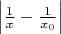 $\left\lvert\frac{1}{x}-\frac{1}{x_0}\right\rvert$