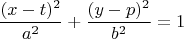 $$\dfrac{(x-t)^2}{a^2}+\dfrac{(y-p)^2}{b^2}=1$$