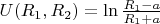 $U(R_1,R_2)=\ln{\frac{R_1-a}{R_1+a}}$